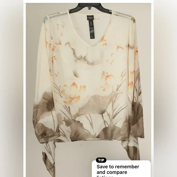 CHICOS PONCHO STYLE Sheer Floral Abstract Print - Picture 10 of 13